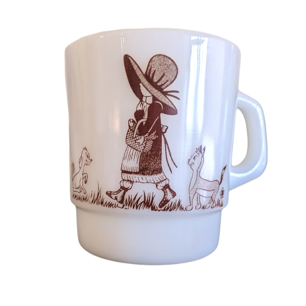 brown vintage holly hobby termocrisa mug/1950s/milkglass/coffee mug collectable